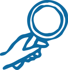 icon of hand holding magnifying glass